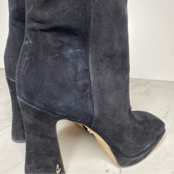 Sam Edelman Jaye Heeled Black Suede Bootie 10M - Picture 11 of 16